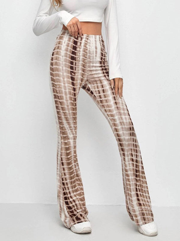 Printed Slim Hip Lift Stretch Casual Flared Trousers Shello's Creative Boutique