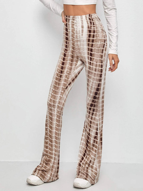 Printed Slim Hip Lift Stretch Casual Flared Trousers Shello's Creative Boutique