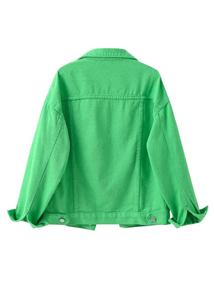 Women's New Colorful Large Size Denim Jacket - Shello's Creative Boutique