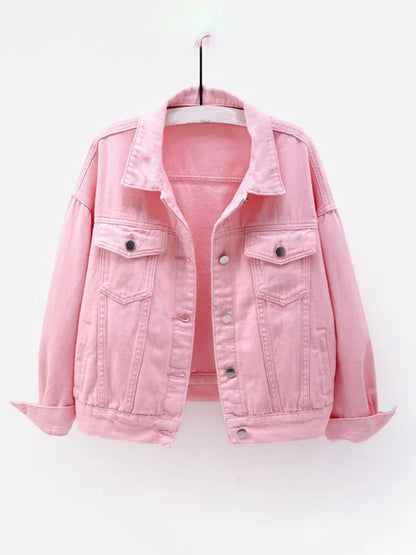Women's New Colorful Large Size Denim Jacket - Shello's Creative Boutique