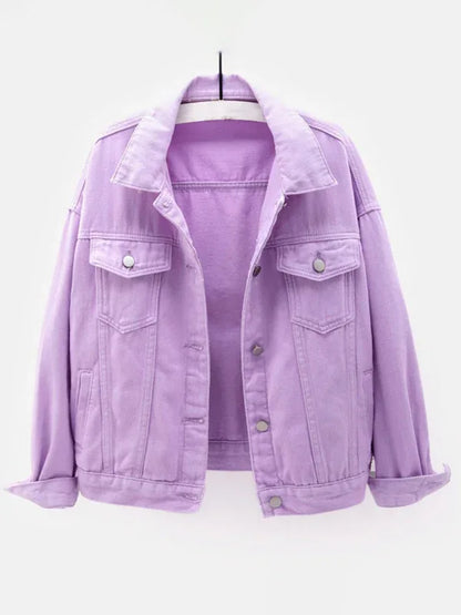 Women's New Colorful Large Size Denim Jacket - Shello's Creative Boutique