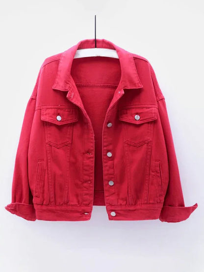 Women's New Colorful Large Size Denim Jacket - Shello's Creative Boutique