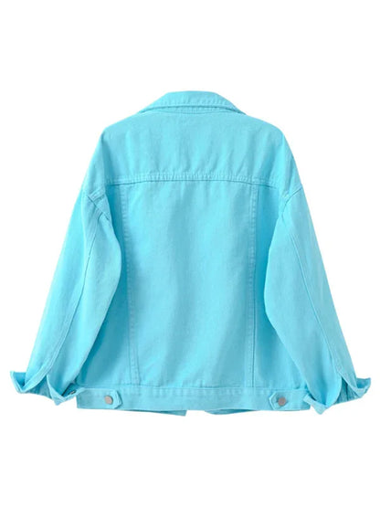 Women's New Colorful Large Size Denim Jacket - Shello's Creative Boutique