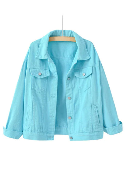 Women's New Colorful Large Size Denim Jacket - Shello's Creative Boutique