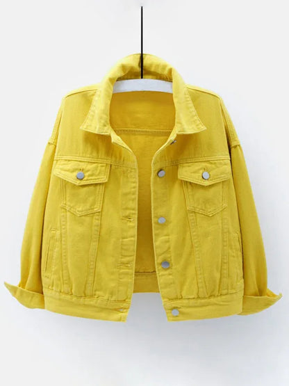Women's New Colorful Large Size Denim Jacket - Shello's Creative Boutique