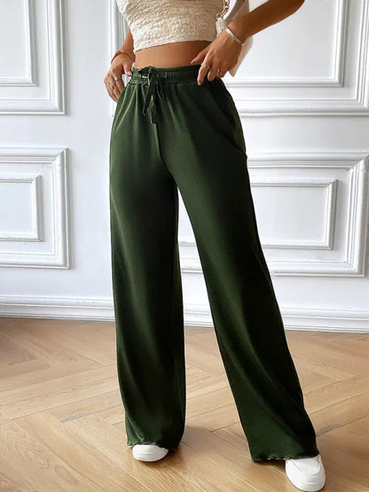 Fashion Women's Loose Casual Solid Color Wide-Leg Trousers – A Staple in Effortless Style - Shello's Creative Boutique