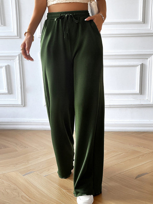 Fashion women's new loose casual solid color wide leg trousers Shello's Creative Boutique