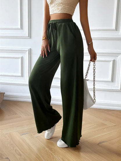 Fashion Women's Loose Casual Solid Color Wide-Leg Trousers – A Staple in Effortless Style - Shello's Creative Boutique