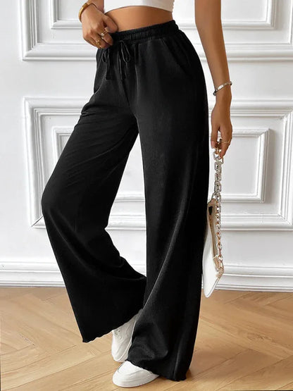 Fashion Women's Loose Casual Solid Color Wide-Leg Trousers – A Staple in Effortless Style - Shello's Creative Boutique