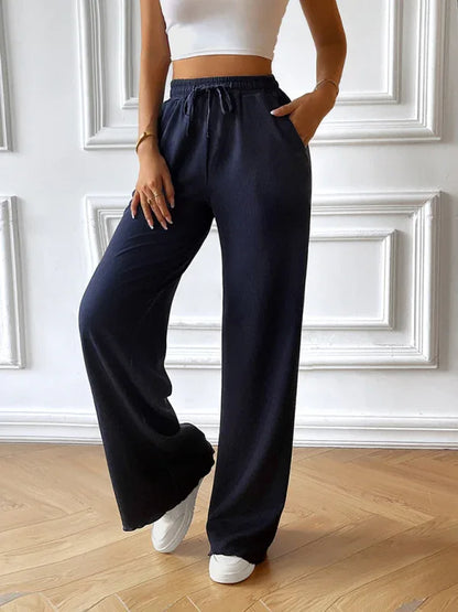 Fashion Women's Loose Casual Solid Color Wide-Leg Trousers – A Staple in Effortless Style - Shello's Creative Boutique