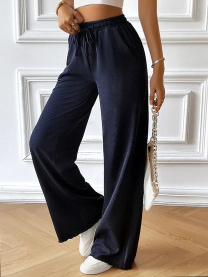 Fashion Women's Loose Casual Solid Color Wide-Leg Trousers – A Staple in Effortless Style - Shello's Creative Boutique