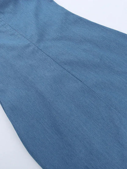 One-Shoulder Fur-Trimmed Hip-Hugging Denim Dress - Shello's Creative Boutique