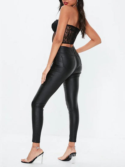 Women's PU Zipper Long Nine-Minute Pants – Sleek, Bold & Unapologetically Chic - Shello's Creative Boutique