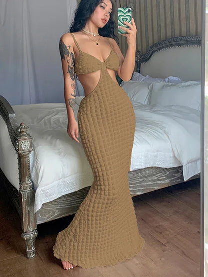 Women Long Dress - Suspender Sexy Slim Elegant Long Dress for Confidence & Sophistication - Shello's Creative Boutique