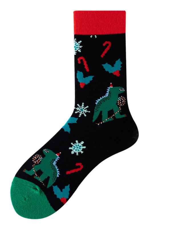 New mid-calf socks with Christmas fun patterns (a variety of colors to choose from)