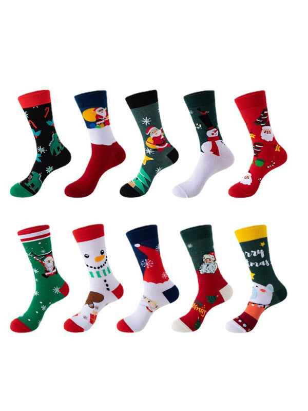 New mid-calf socks with Christmas fun patterns (a variety of colors to choose from)