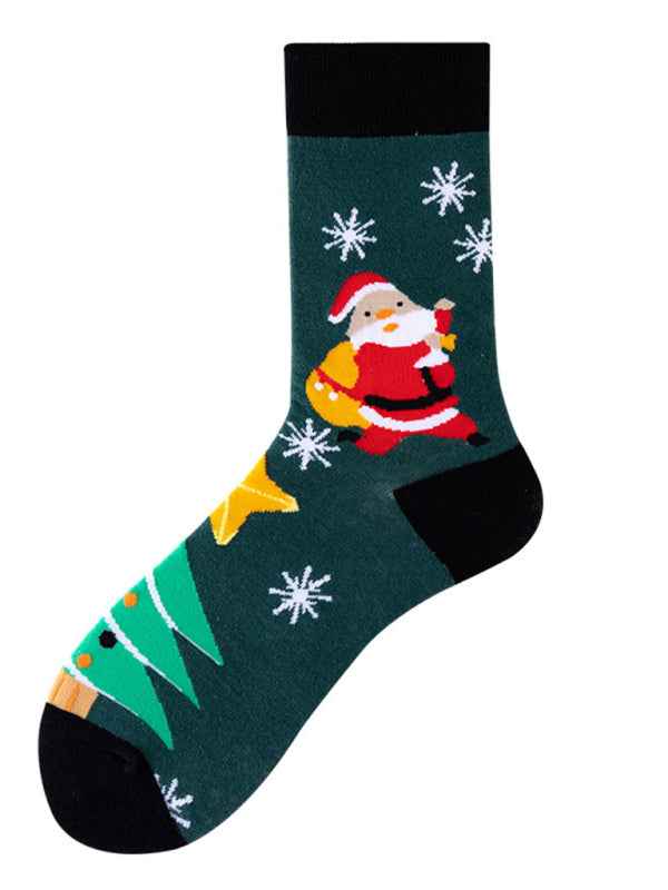 New mid-calf socks with Christmas fun patterns (a variety of colors to choose from)