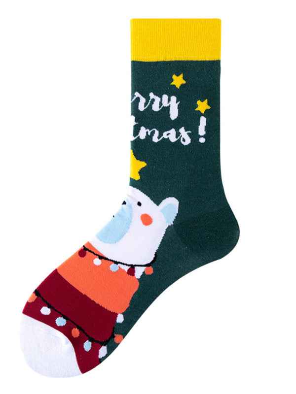 New mid-calf socks with Christmas fun patterns (a variety of colors to choose from)
