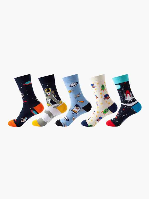 New basketball Christmas fun pattern mid-calf socks (a variety of colors to choose from) 5 pairs