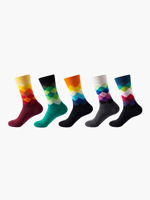 New basketball Christmas fun pattern mid-calf socks (a variety of colors to choose from) 5 pairs