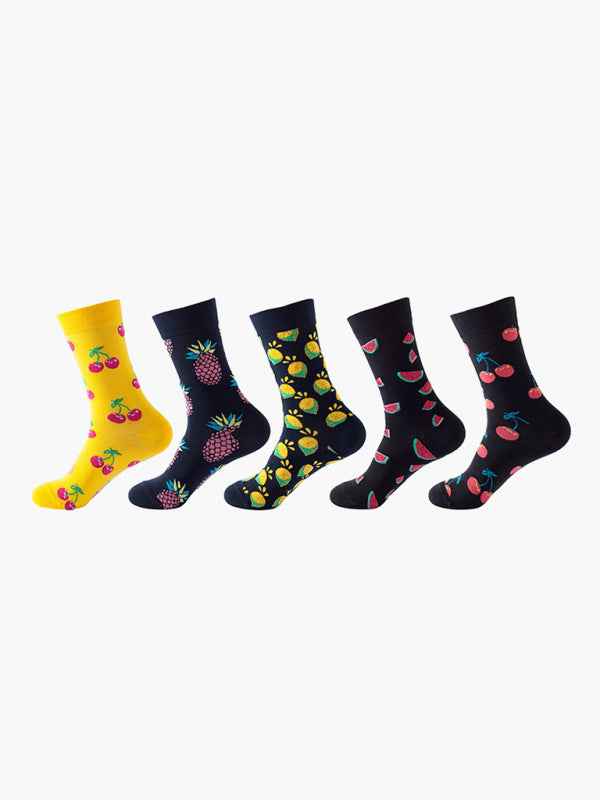 New basketball Christmas fun pattern mid-calf socks (a variety of colors to choose from) 5 pairs