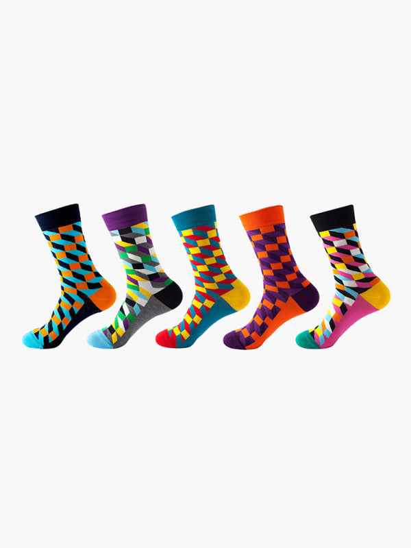 New basketball Christmas fun pattern mid-calf socks (a variety of colors to choose from) 5 pairs