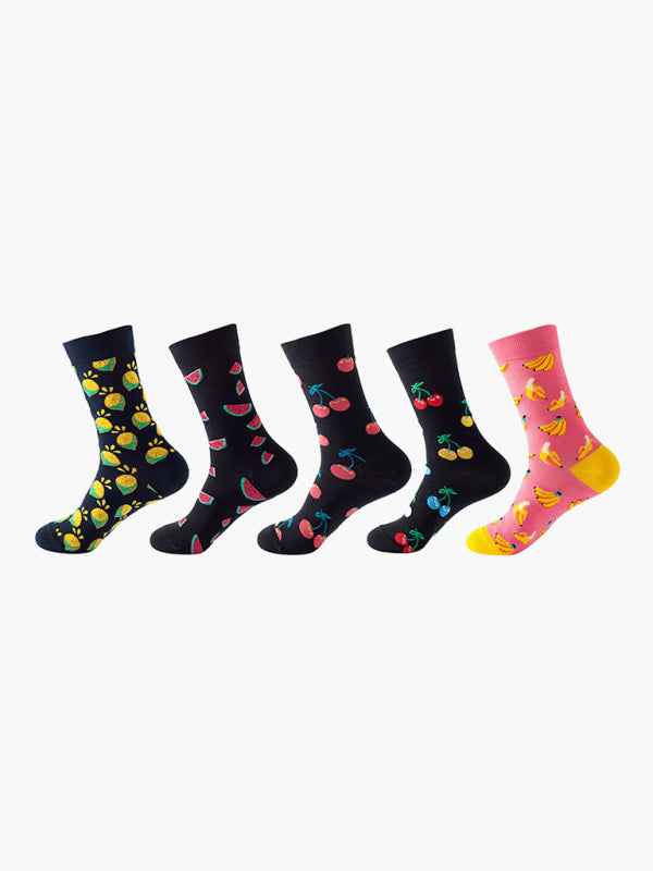 New basketball Christmas fun pattern mid-calf socks (a variety of colors to choose from) 5 pairs