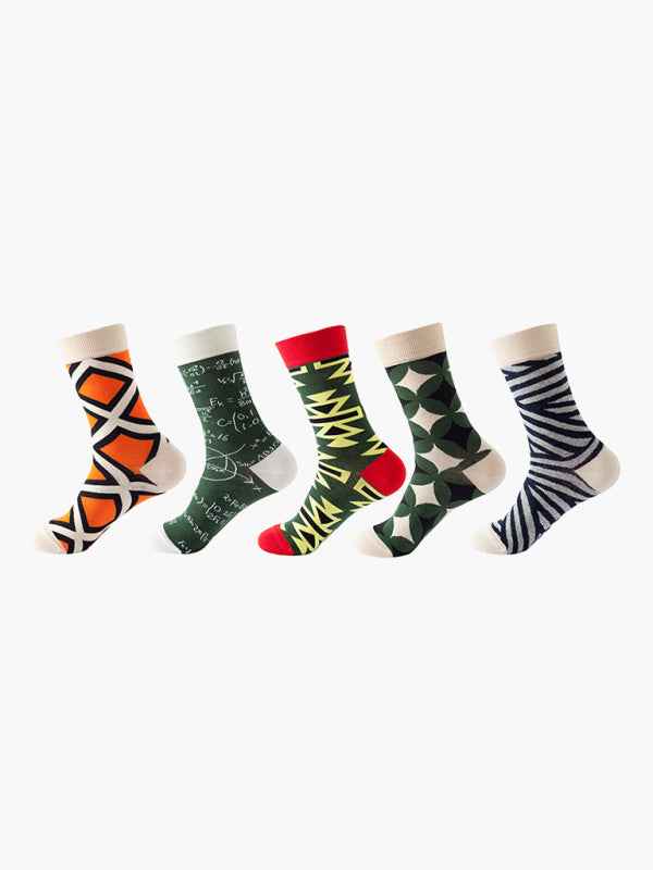 New basketball Christmas fun pattern mid-calf socks (a variety of colors to choose from) 5 pairs