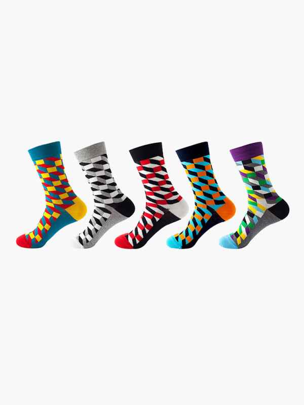 New basketball Christmas fun pattern mid-calf socks (a variety of colors to choose from) 5 pairs