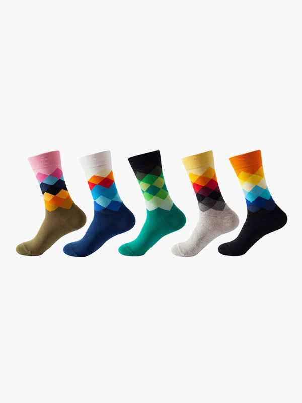 New basketball Christmas fun pattern mid-calf socks (a variety of colors to choose from) 5 pairs