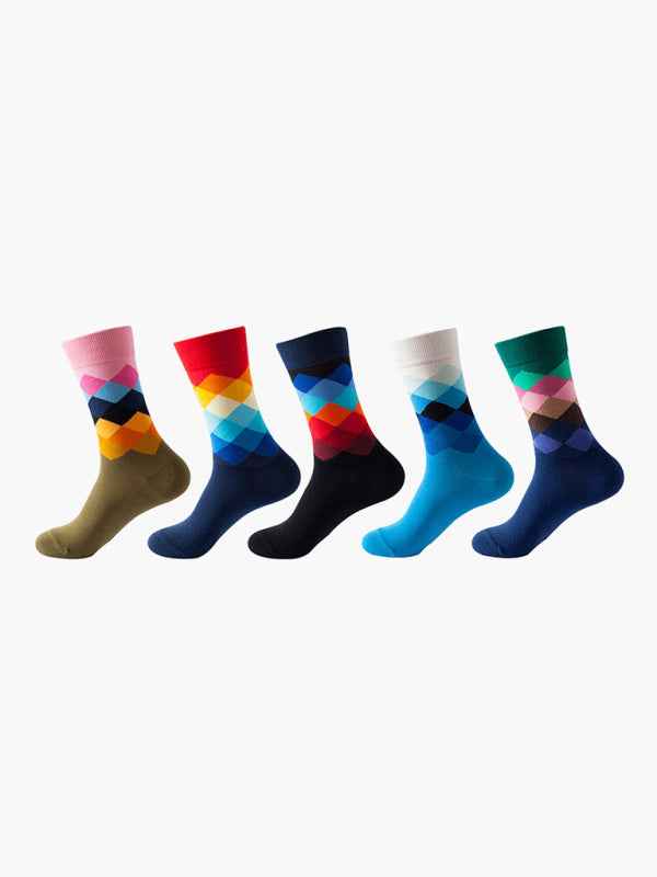 New basketball Christmas fun pattern mid-calf socks (a variety of colors to choose from) 5 pairs