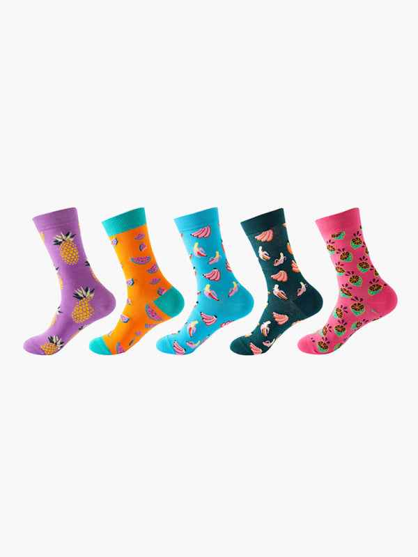 New basketball Christmas fun pattern mid-calf socks (a variety of colors to choose from) 5 pairs