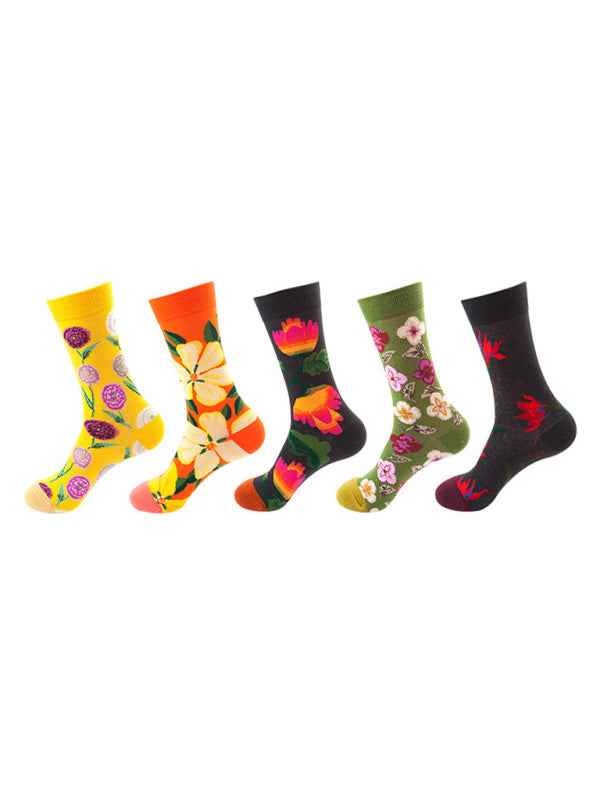 New basketball Christmas fun pattern mid-calf socks (a variety of colors to choose from) 5 pairs