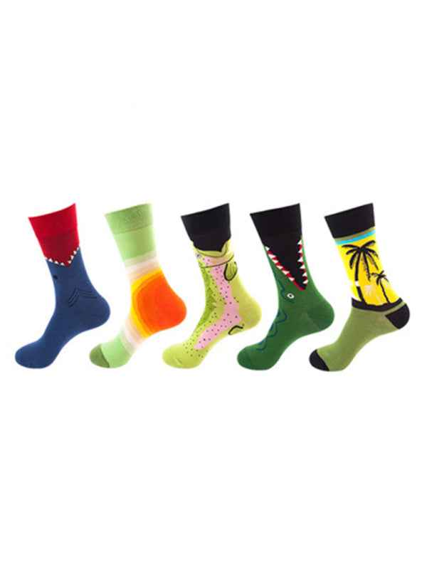 New basketball Christmas fun pattern mid-calf socks (a variety of colors to choose from) 5 pairs