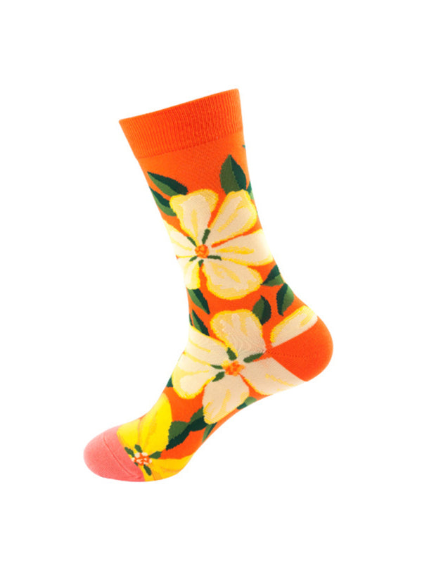 Floral Pattern Casual Knit Women's Socks Shello's Creative Boutique