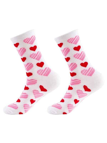 Valentine's Day Heart Pattern Socks - New Mid-calf Knitted Jacquard Cotton Socks - Shello's Creative Boutique