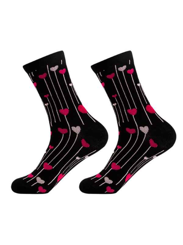 New Valentine's Day Series Mid-calf Socks Knitted Jacquard Cotton Socks Heart Pattern