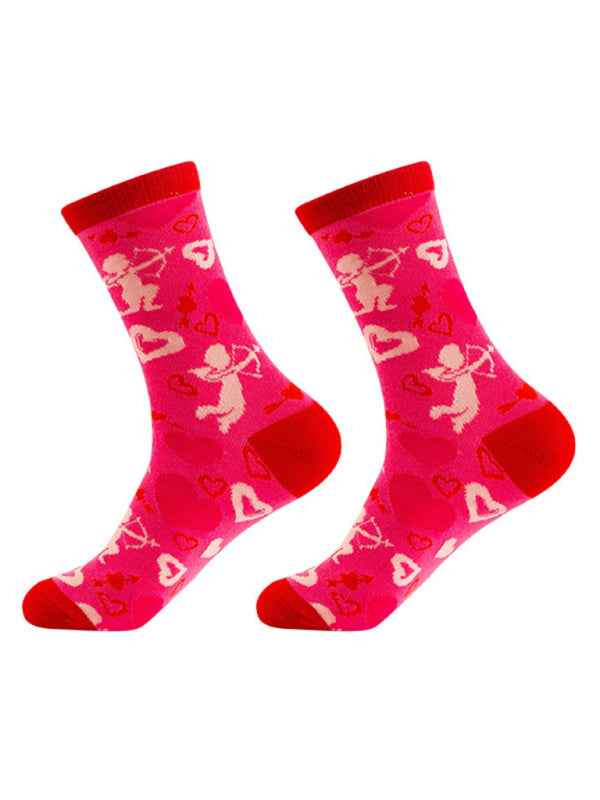 New Valentine's Day Series Mid-calf Socks Knitted Jacquard Cotton Socks Heart Pattern