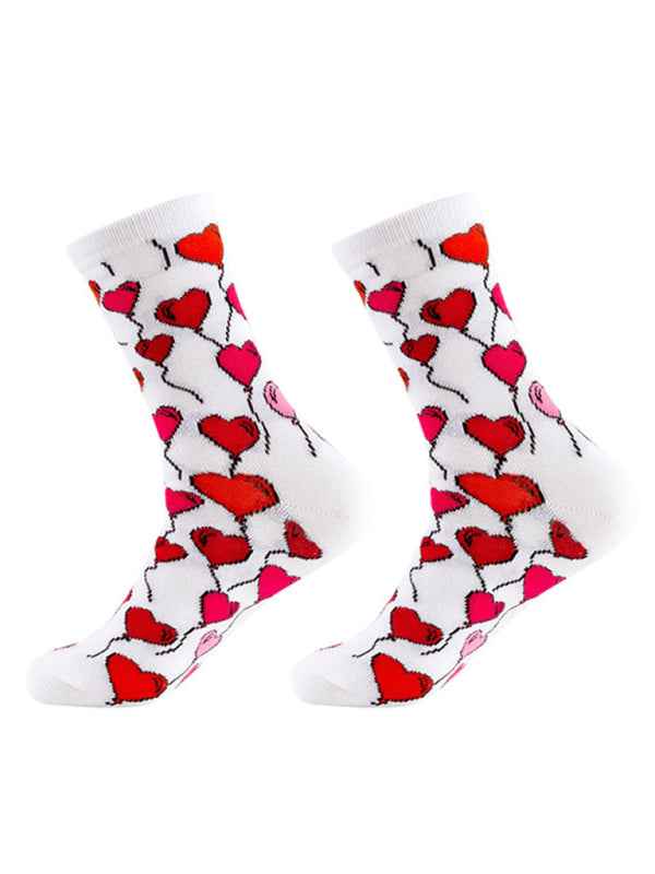 New Valentine's Day Series Mid-calf Socks Knitted Jacquard Cotton Socks Heart Pattern