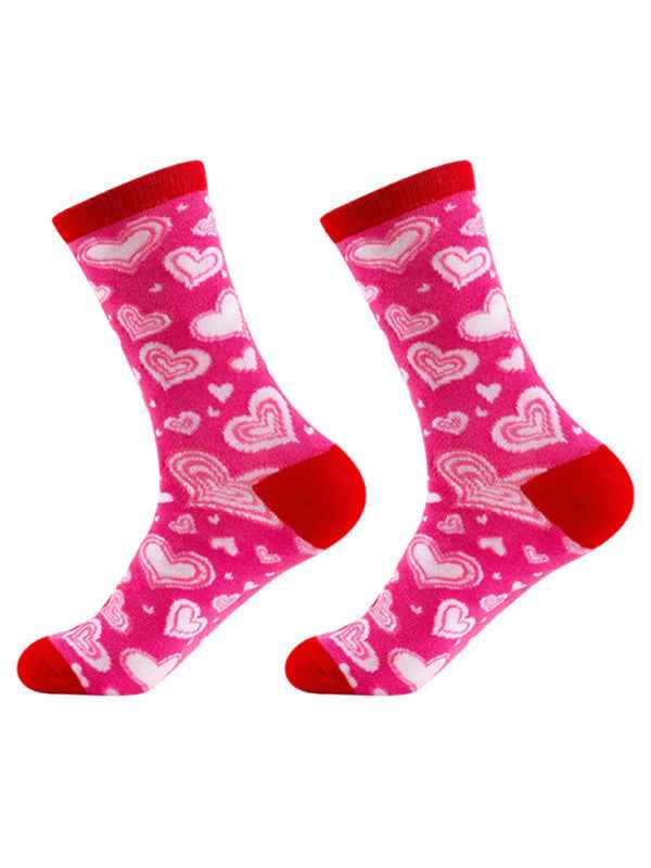 New Valentine's Day Series Mid-calf Socks Knitted Jacquard Cotton Socks Heart Pattern