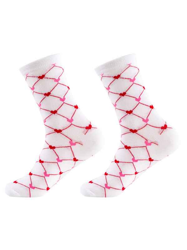 New Valentine's Day Series Mid-calf Socks Knitted Jacquard Cotton Socks Heart Pattern