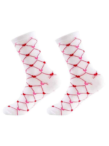 Valentine's Day Heart Pattern Socks - New Mid-calf Knitted Jacquard Cotton Socks - Shello's Creative Boutique