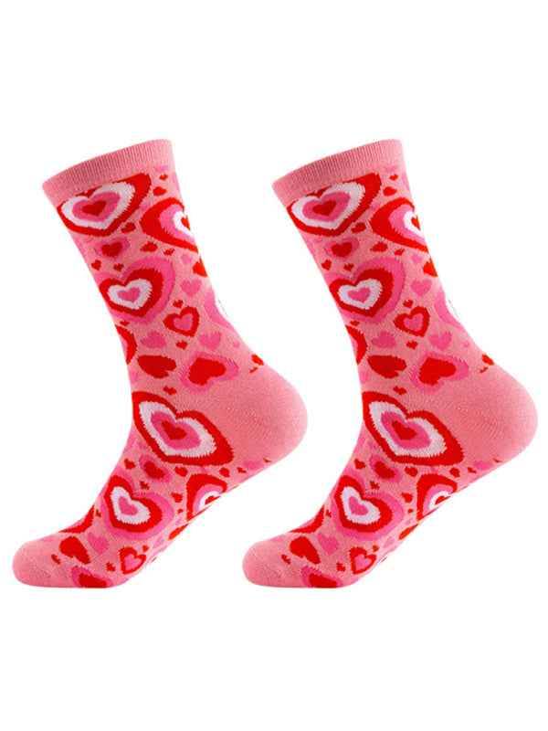 New Valentine's Day Series Mid-calf Socks Knitted Jacquard Cotton Socks Heart Pattern