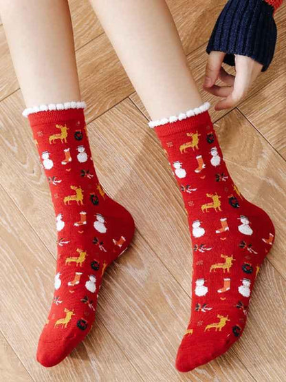 Christmas Woolen Socks for Autumn and Winter - Mid-Calf Festive Comfort - Shello's Creative Boutique