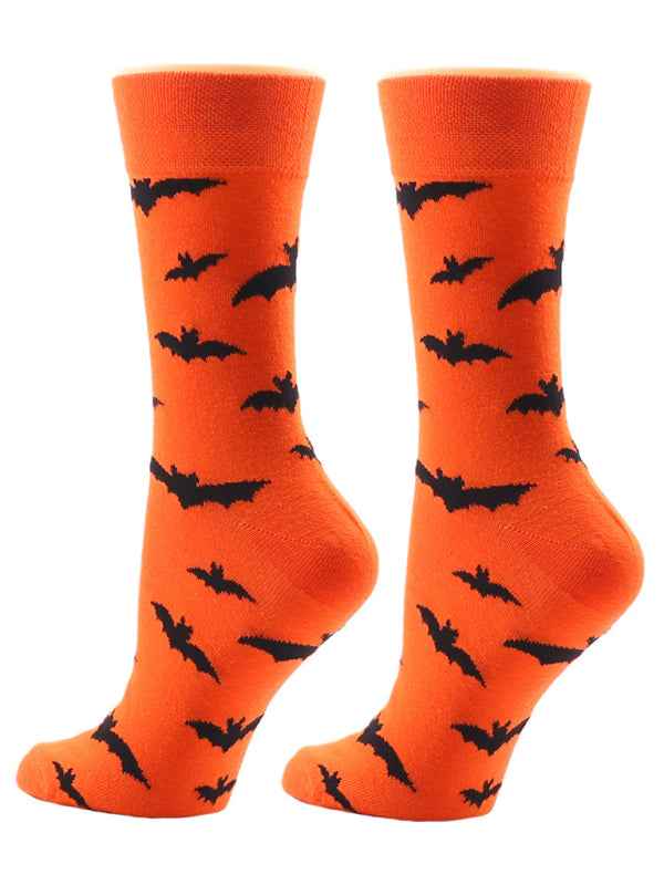 New Autumn and Winter Halloween Pumpkin Devil Bat Cartoon Mid-calf Socks