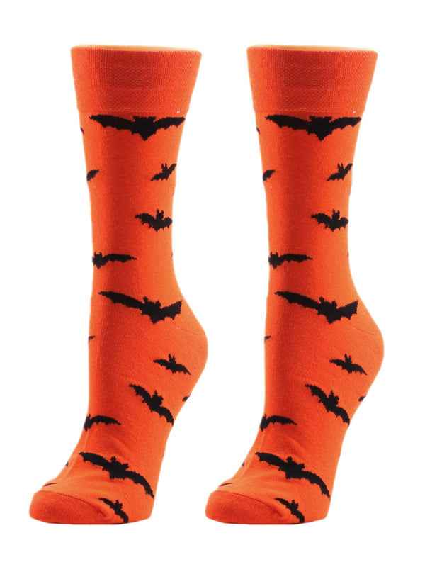 New Autumn and Winter Halloween Pumpkin Devil Bat Cartoon Mid-calf Socks