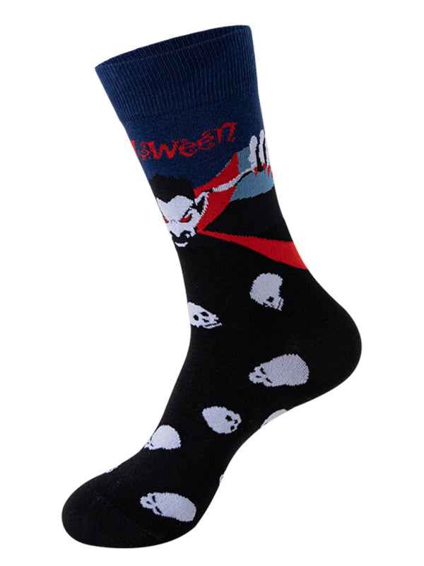 New Trendy Halloween Socks Mid-Tube Skull Vampire Pumpkin Bat Funny Socks