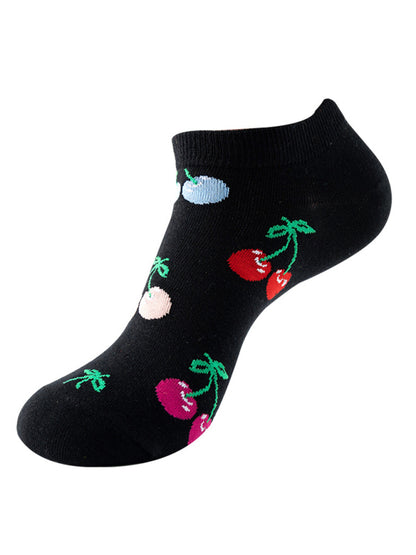 "Fruit Print Fun Ankle Socks"