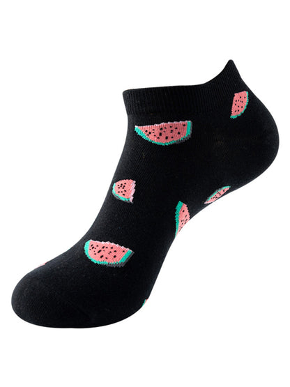 "Fruit Print Fun Ankle Socks"