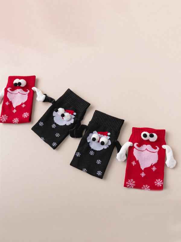 New Christmas gift knitted holding hands socks magnetic socks funny personalized couple socks